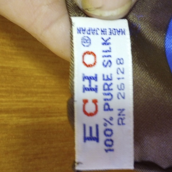 NWT Echo Square Floral Silk Scarf. Yellow Gold Teal Blue Green Brown White - Picture 6 of 6